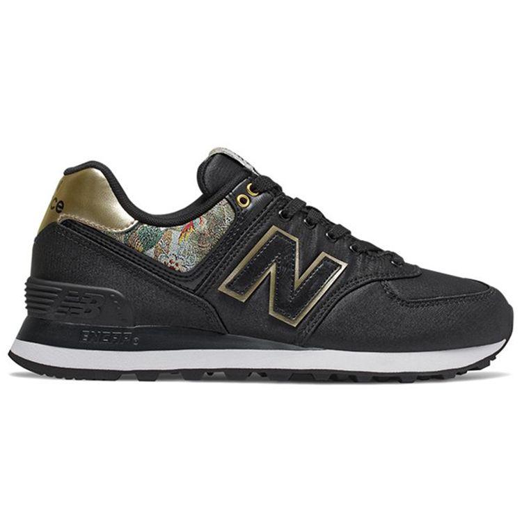 New Balance Nb 574 Classic Trend Fabric Synthetic Leather Low Top Marathon Running Shoes Women sneaker Black Gold WL574SNC