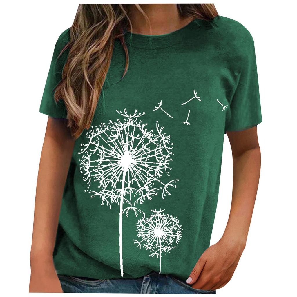 Women's Fashion Casual Comfortable Printed O-Neck Short Sleeve Top Blouse