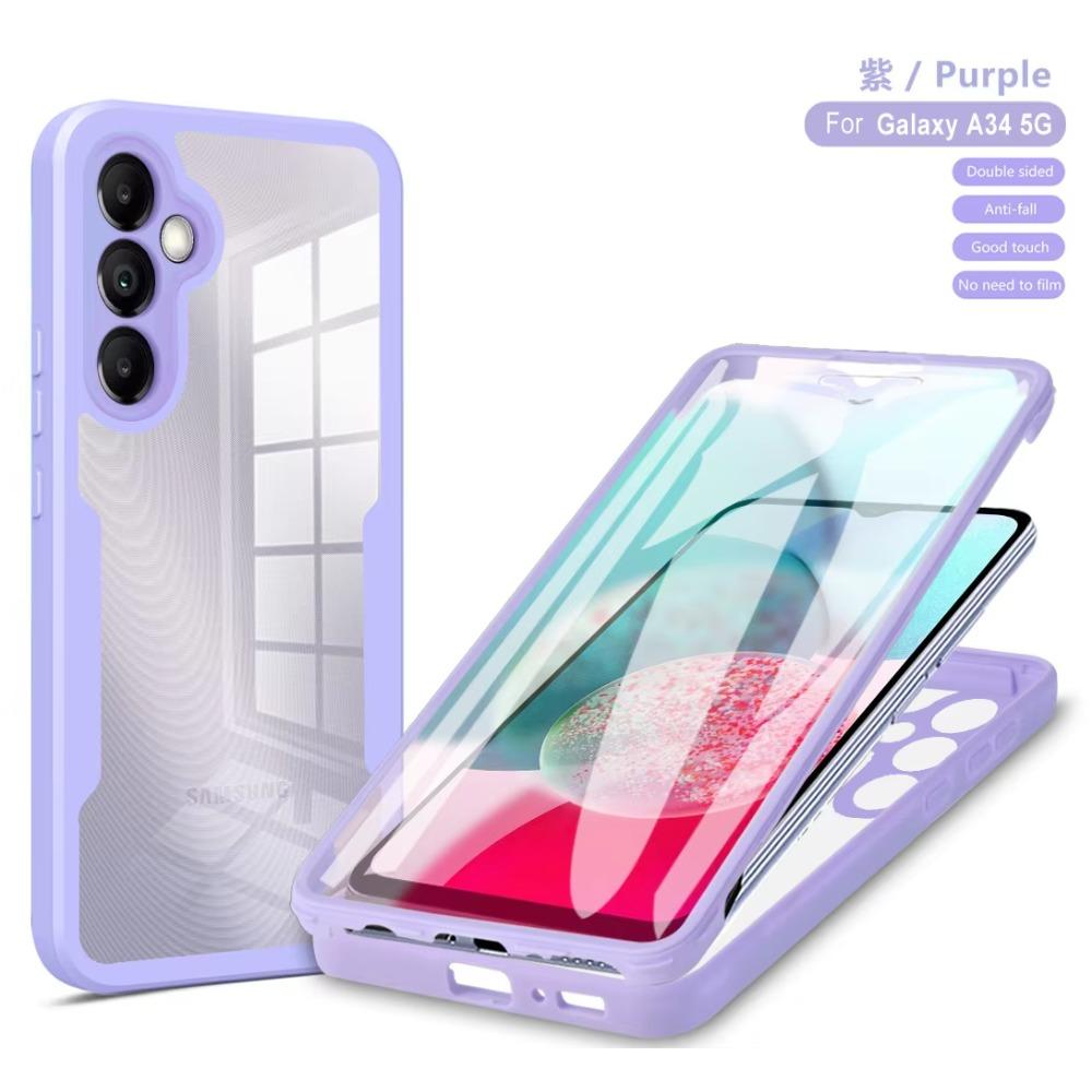 

360 Full Body Screen Protector Case For Samsung Galaxy A57 A37 A27 A17 A07 A56 A36 A16 A06 A55 A35 A15 A05 5G Double-sided Cover Galaxy A17 фиолетовый