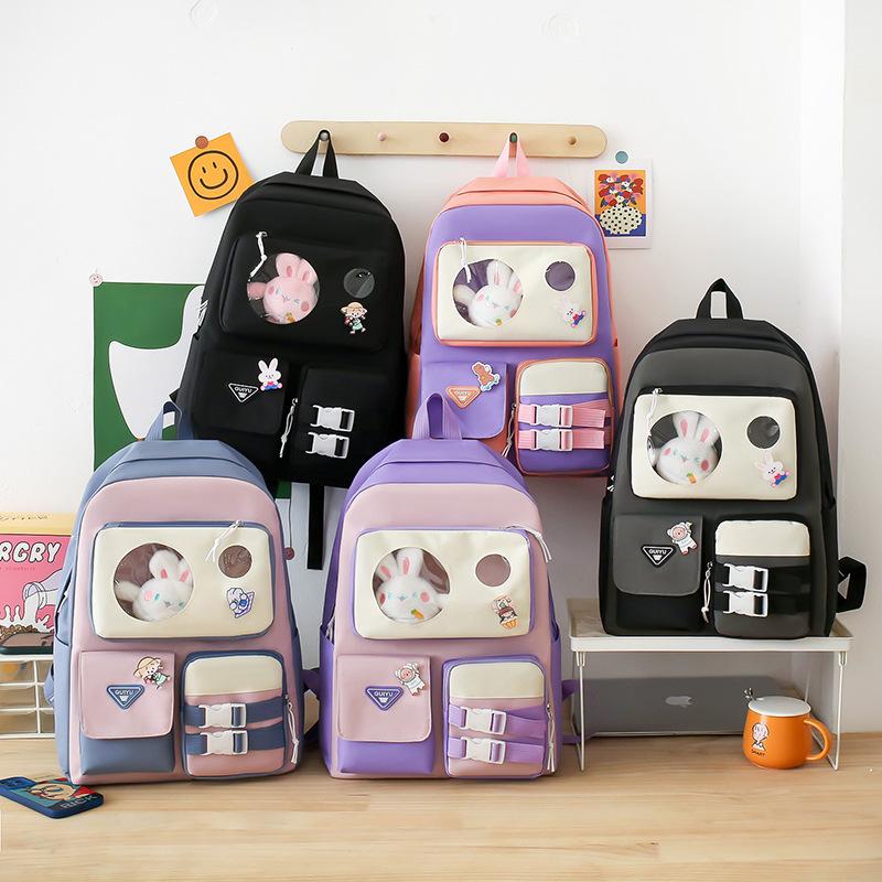 5-Piece Backpack Set Women's Large Capacity Student Schoolbag Travel Backpack for Girls