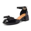 Mary Jane anklet buckle with hollow single shoes women's bow round head thick heel bag head sandals versatile casual shoes