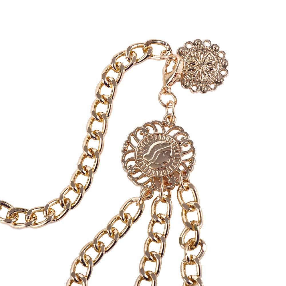 Sun Flower Clothes Decoration Adjustable Aluminum Chain Metal Belts Women Body Chain Waist Chain