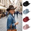 Turquoise Felt Fedora Hat Wide Curved Brim Western Cowgirl Hat  for Party Travel Costume