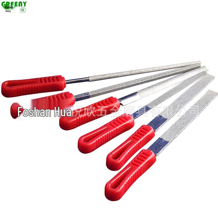 8" Diamantfeilen-Set: 8x200mm Große Plattfeilen - Flach, Halbrund, Dreieckig, Rund