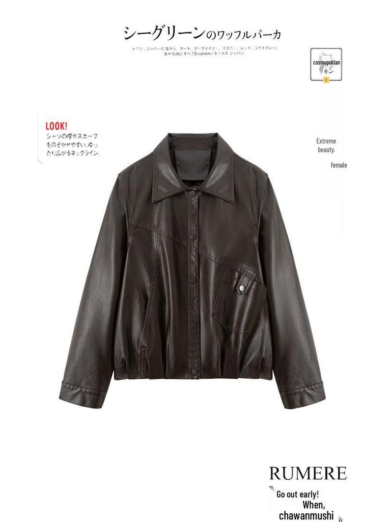 2025 Spring/Autumn Women's Sheepskin Leather Jacket - Short, Genuine Leather, Casual Style