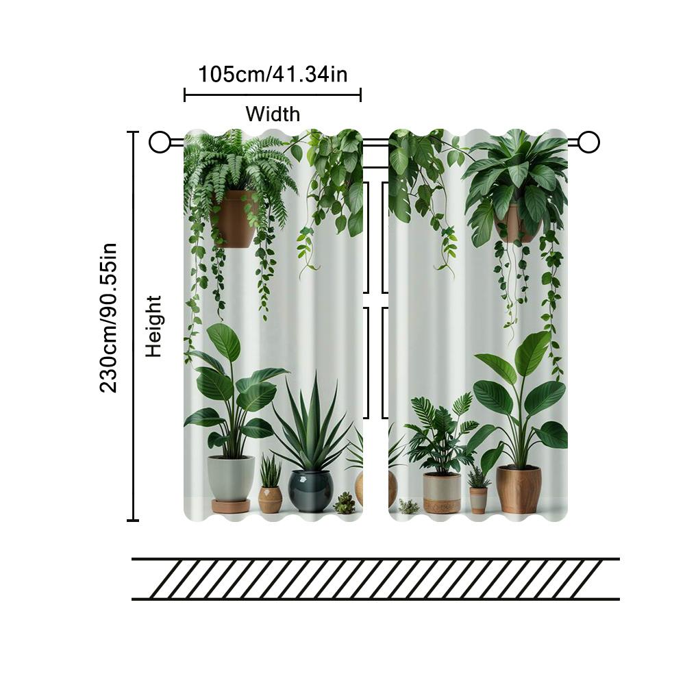 2 pcs   filtering curtains (excluding rods   non-movable   without batteries) Bohemian style greenerybackgroundsuitable for use in