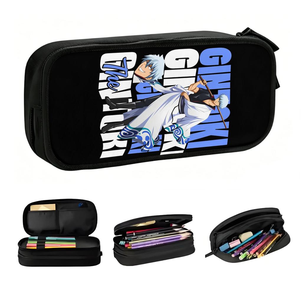 Gintama Sakata Gintoki Cute Pencil Case Girls Boys Large Capacity Anime Manga Pencil Bag Students Stationery