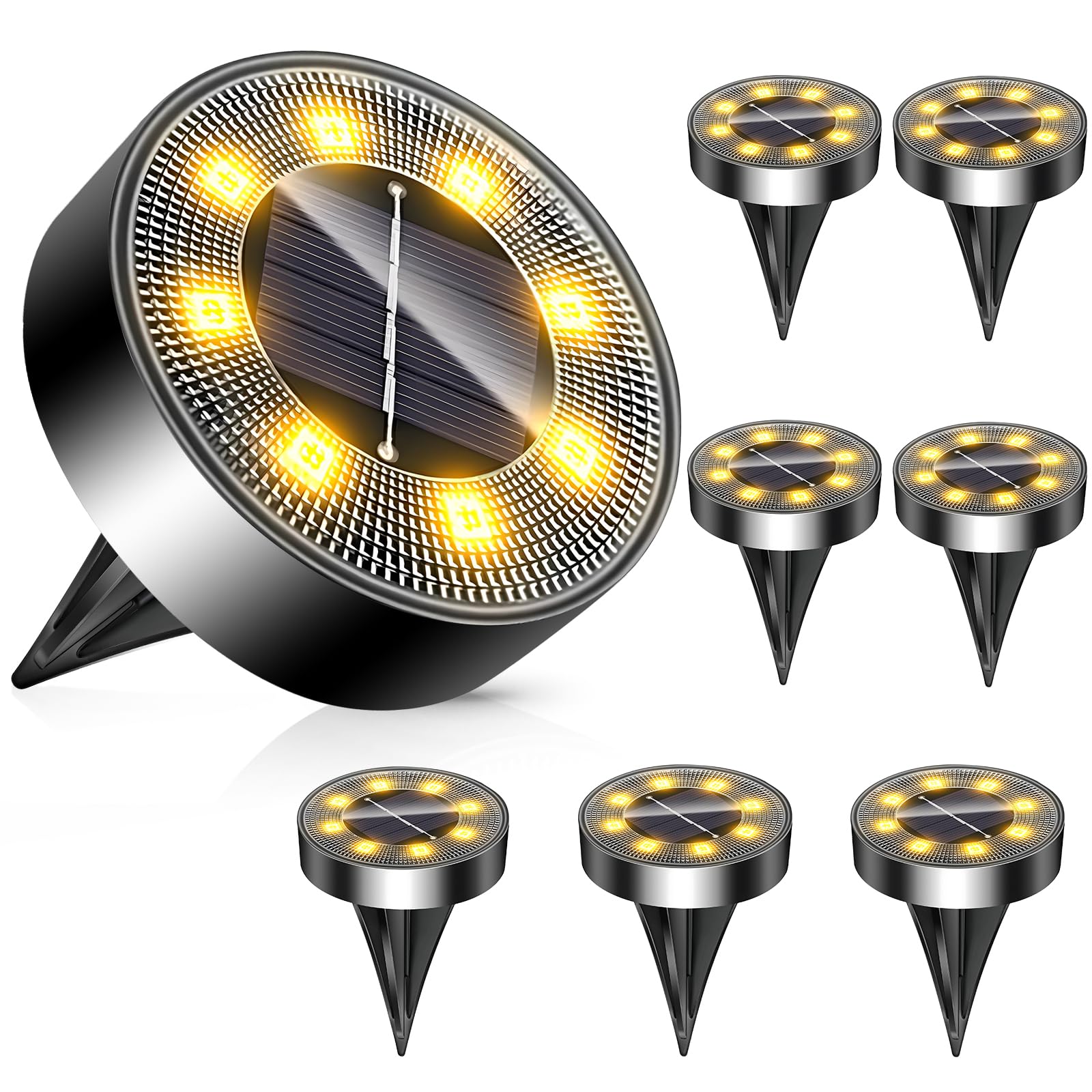 

TongWey 8-Piece Set of Solar Garden Lights, Outdoor, Recessed, IP68 Waterproof, Amphibious, Light Sensor Lights, High Brightness, Automatic OnOff,