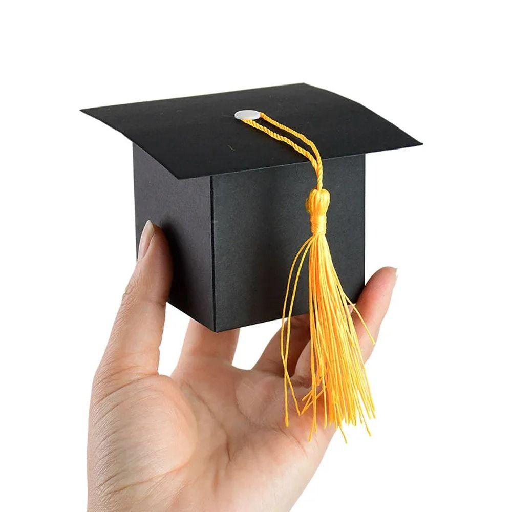 10pcs Black White Gift Packaging Boxes Congrats Bachelor Cap  Graduation Season