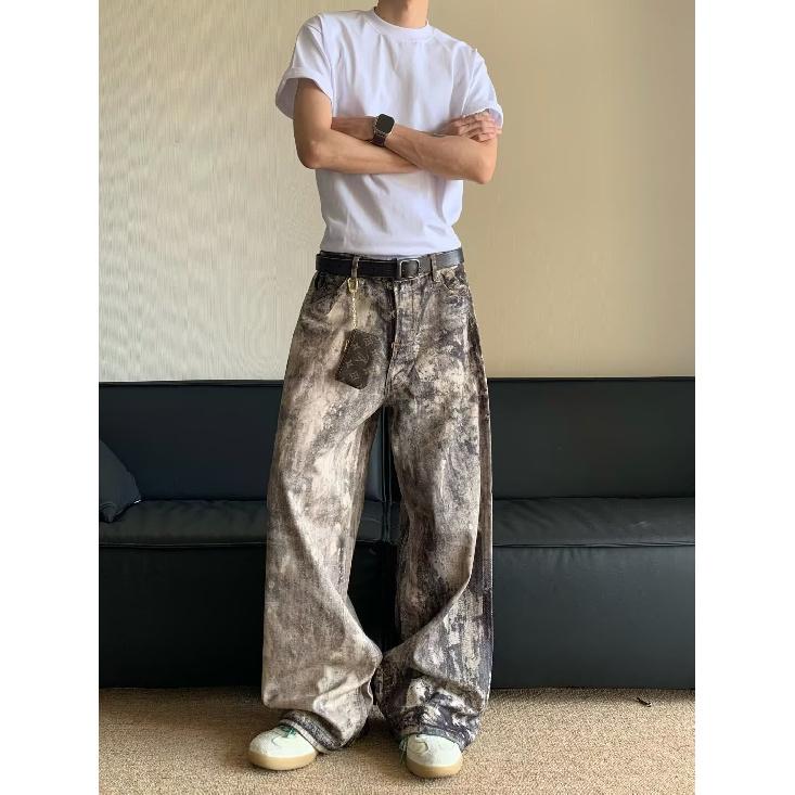 Lockere Freizeithosen für Herren im koreanischen Stil, trendige, vielseitige Hosen, bodenlange Hosen mit weitem Bein