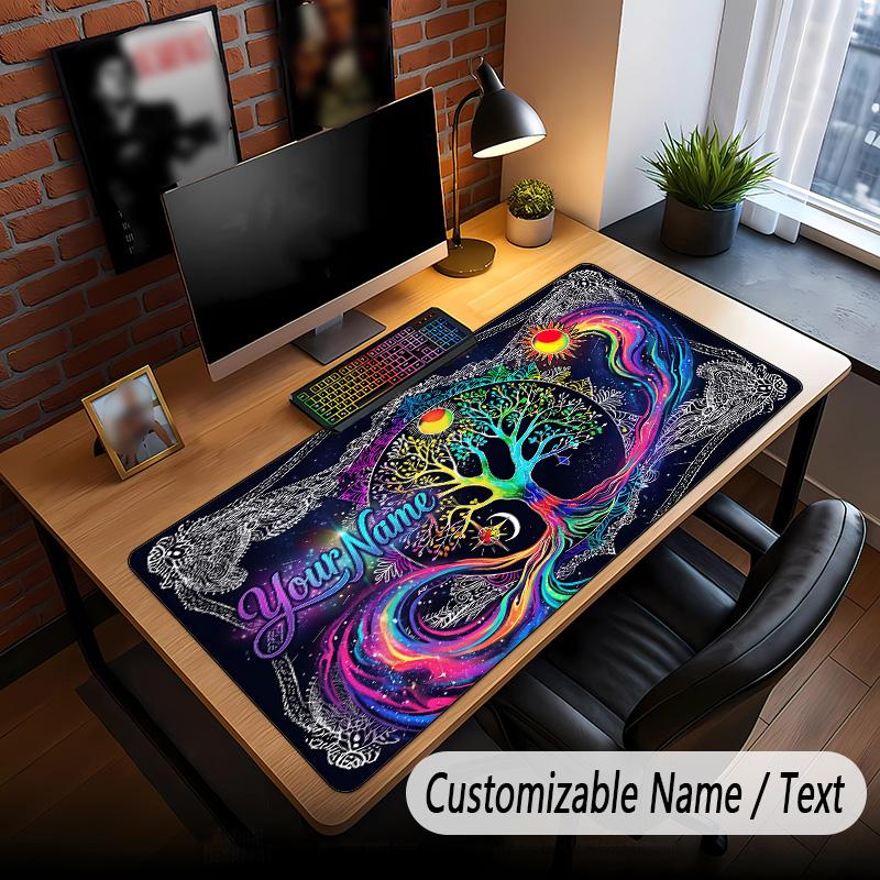 Tree of Life Theme Custom Mouse Pad Personalized With Name Text Customized Desk Mat For Office Home Decor
