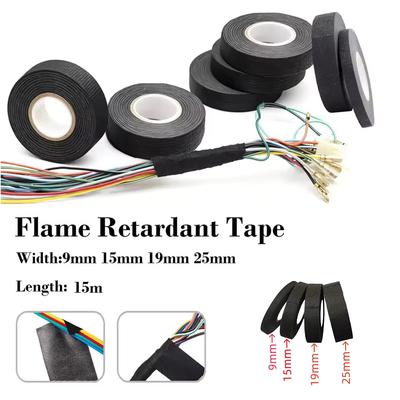15M 3PCS Heat-resistant Flame Retardant Tape Coroplast Adhesive Cloth Tape For Car Cable Harness Wiring Loom Protection