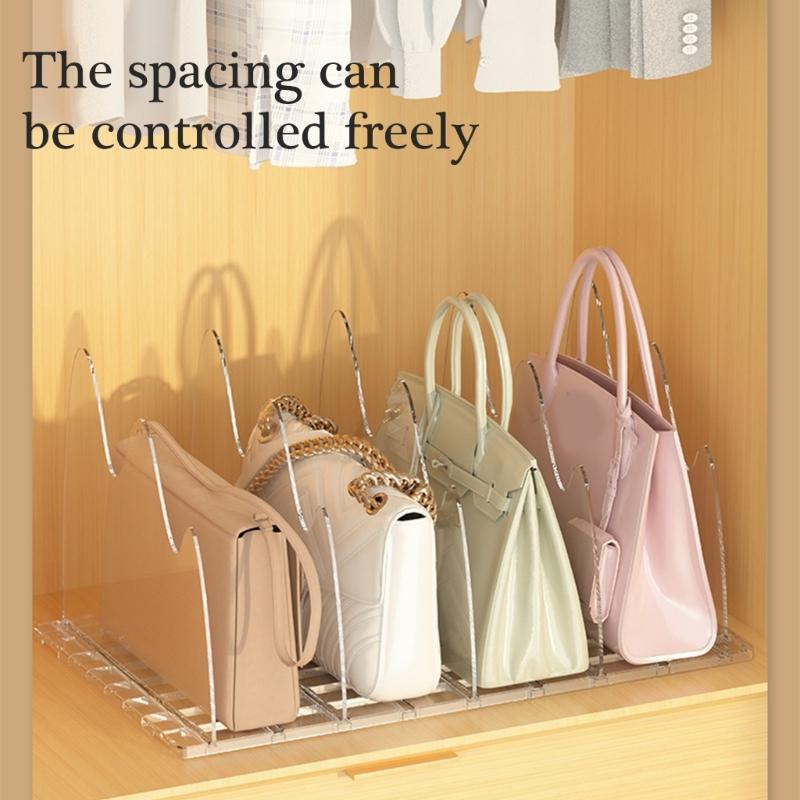 Space Saving Bag Display Organizers Adjustable Acrylic Shelf Divider Storage Organizers For Bags And Accessories