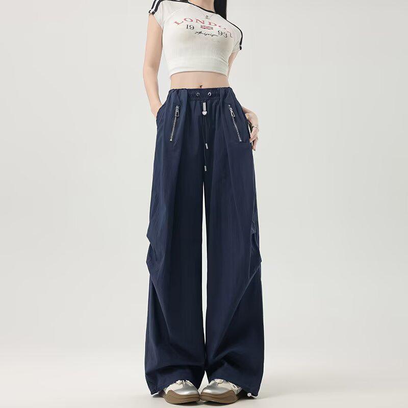

Dopamine Yellow Quick-Dry Elastic Cuff Wide Leg Paratrooper Pants XL темно-синього кольору