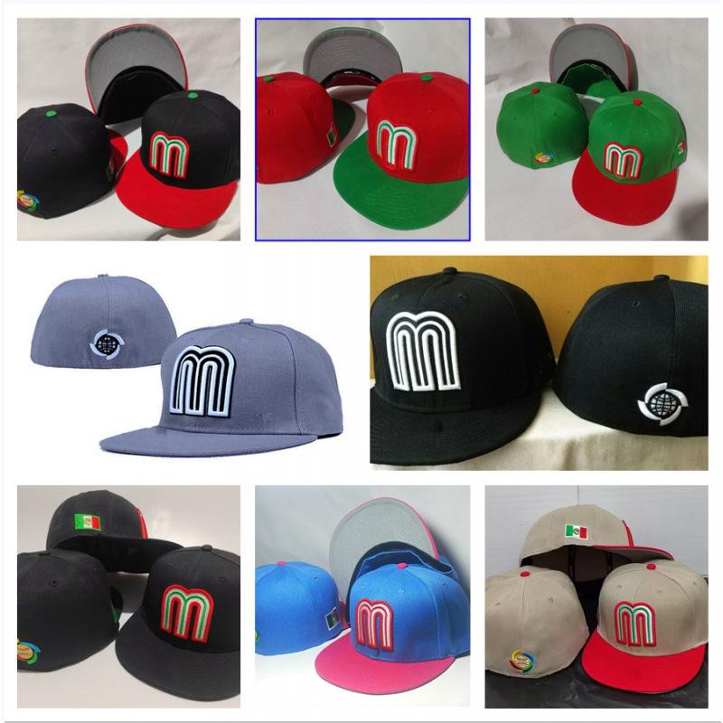 Mexico team closed-top cap Mexico Embroidered hip-hop cap Fully Enclosed Baseball Cap Letters M Cap