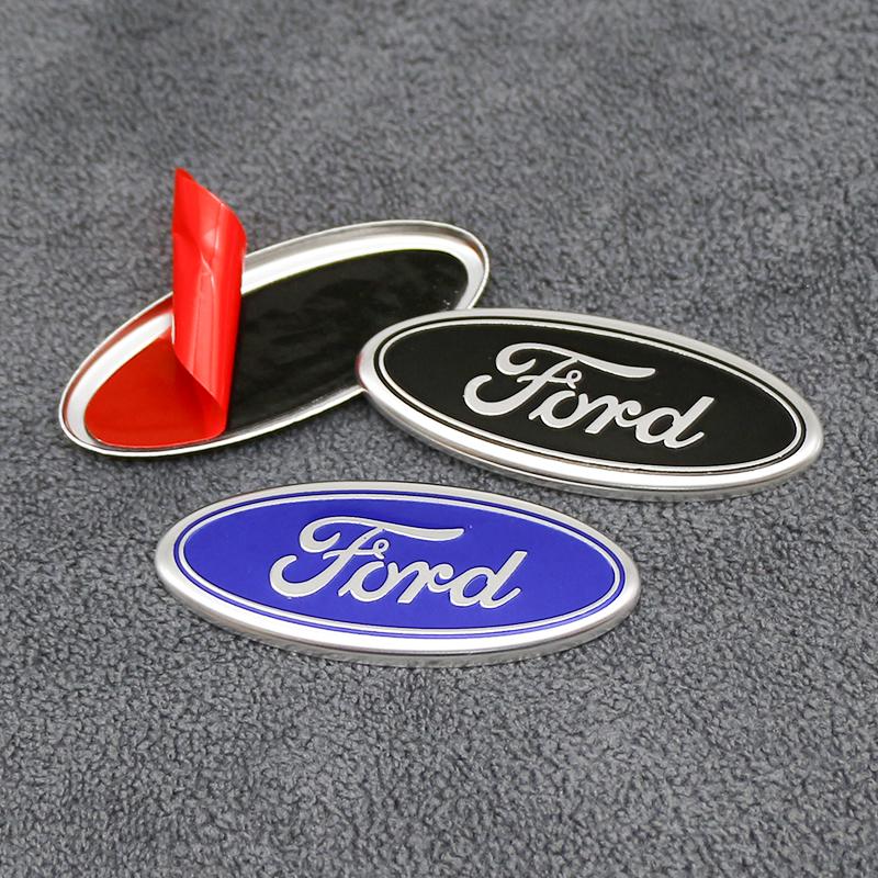 58x22mm 3D Aluminum Steering Wheel Badge Emblem Cover For Ford Focus MK4 Ranger Fiesta Mondeo Edge Escape Auto Tuning Accessory