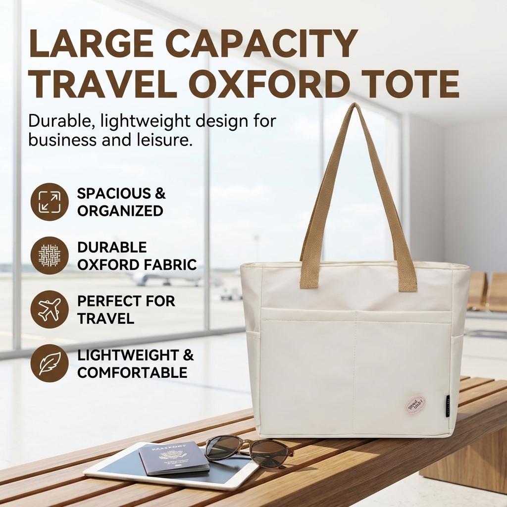 Large Capacity Oxford Cloth Tote Bag For Women Travel And Commute Durable Lightweight Handbag