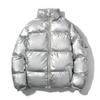 Glanzend Pufferjack voor Heren met Rits en Capuchon, Opstaande Kraag, Kort Gewatteerd Jack, Losse Warme Winter Bovenkleding, Grote Maten M-5XL