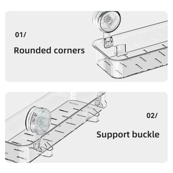 Yousheng Wall Mounted Suction Cup Storage Rack Strong Load-bearing Easy To Install Bathroom Caddy Soap Makeup Storage Shelf