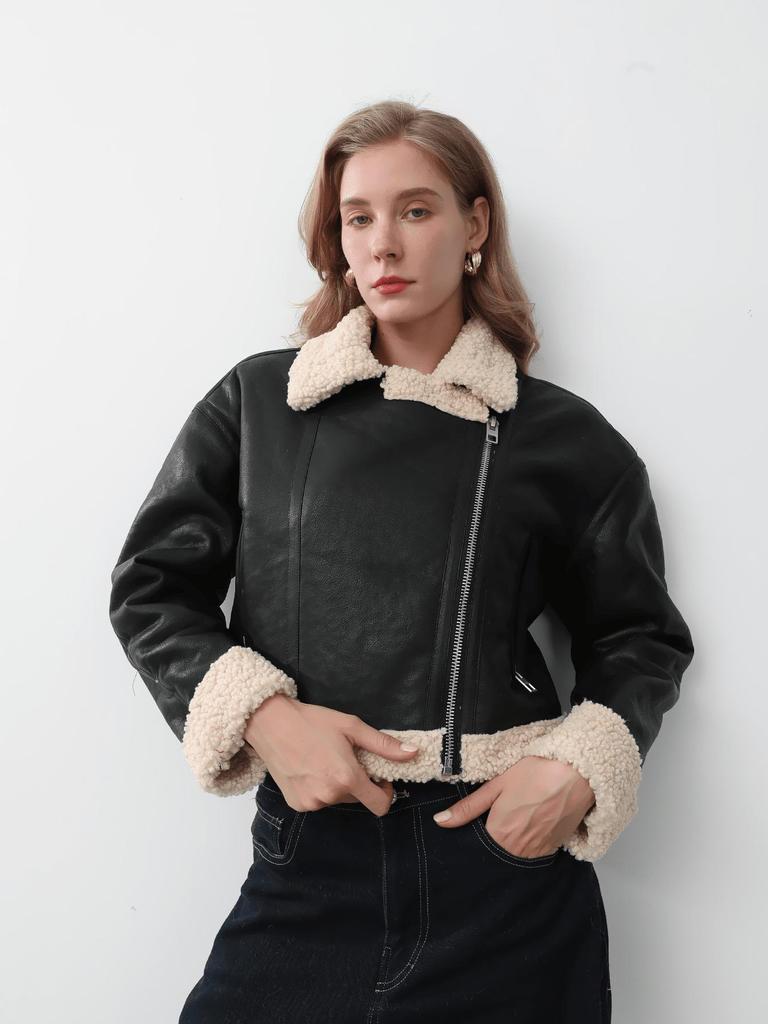 European & American Style Women's Leather & Fur One-Piece Jacket Coat - Versatile New Fashion