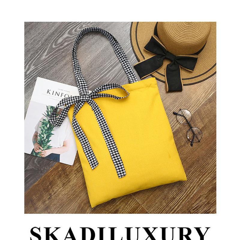 

Женская сумка с бантом на ремне, переносная холщовая сумка, универсальная школьная сумка из холста для студентов, модная сумка через плечо для женщин жёлтый