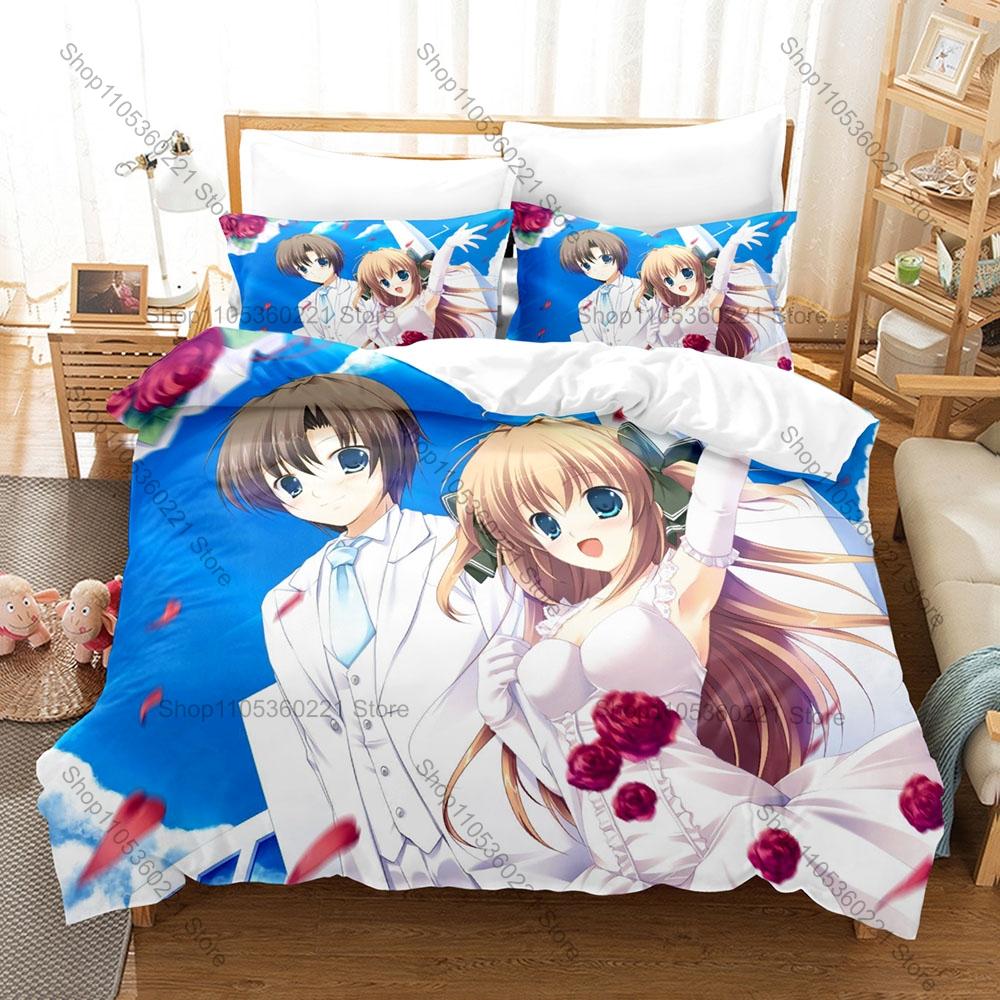 Cute Anime Wedding Couple Duvet Cover Set 1 Duvet Cover 2 Pillowcases Romantic Anime Print Home Bedding For Lovers