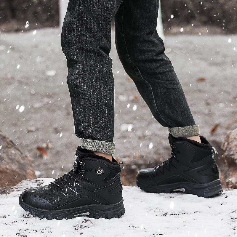 New Autumn High Top Sneaker Men Winter Plush Warm Snow Boots Outdoor Anti Slip Wear Resistant Mountaineering Hiking Footwear