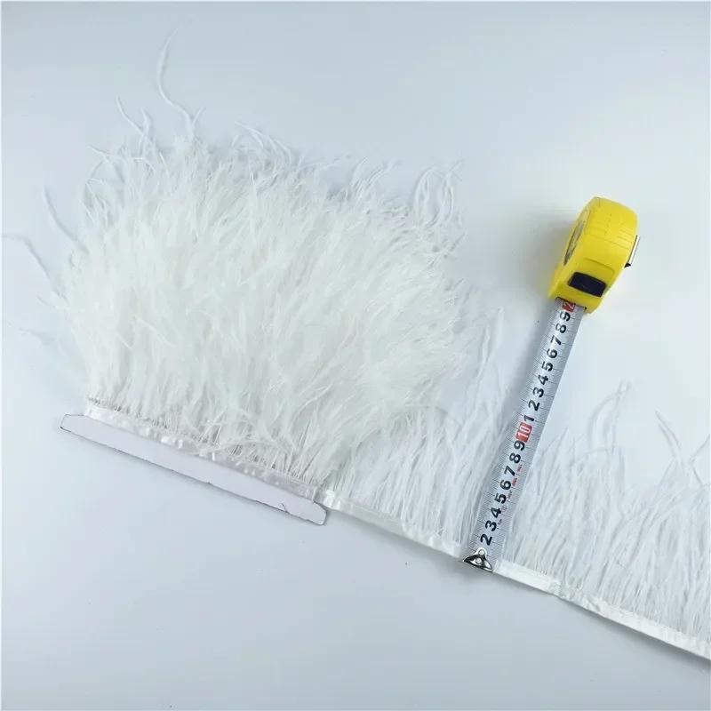 Pluma1Metro Plumas de Avestruz de Colores sobre Cinta Fleco Borla Adorno Cinta 10-15cm 4-6" Adornos de Plumas Blancas Decoración para Decoración de Ropa