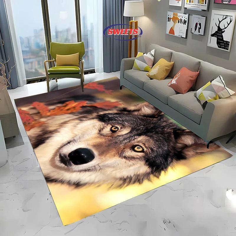 Wolf Art Non-Slip Soft Area Rug for Living Room Bedroom Sofa Doormat Home Office Decor Durable Floor Mat Gift
