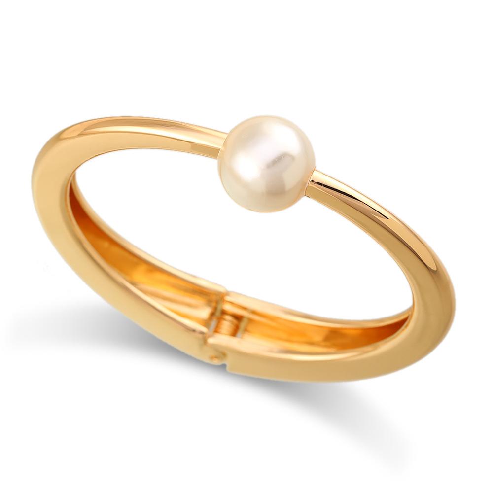 DIEZI 3 style Pearl Cuff Bangles Punk Hip Hop Men Gold Silver Color Metal Water Drop Spring Bangles  Women Bracelet Jewelry