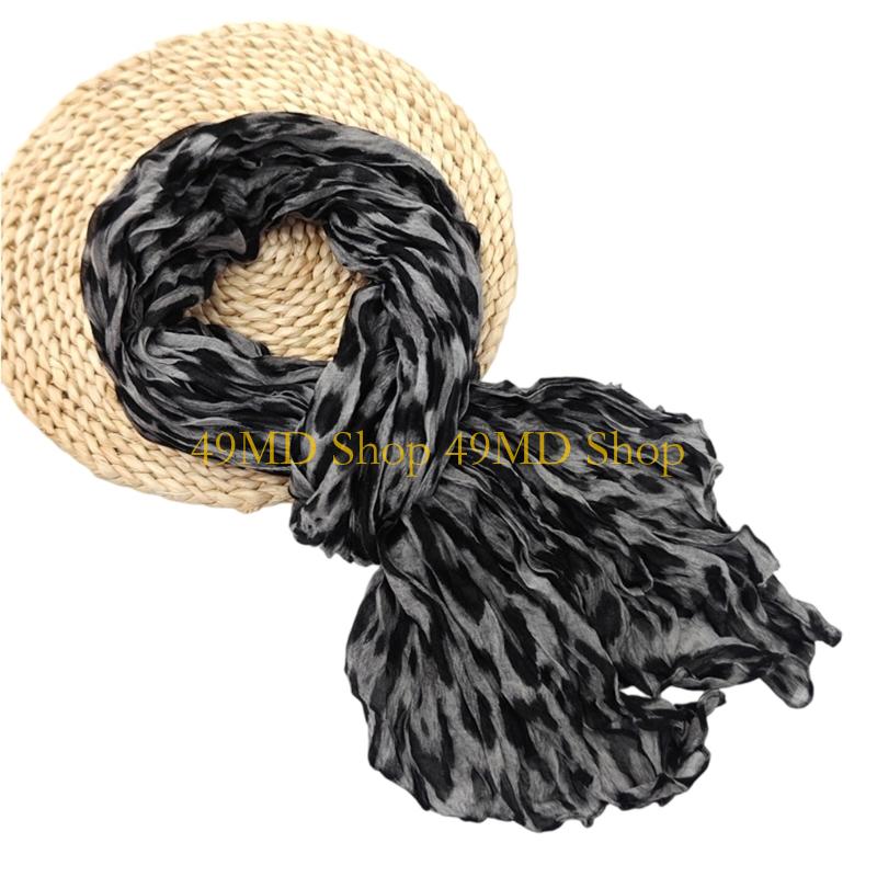 49MD Fashion Crinkled Scarf Stylish Layering Neckwear Polyester Long Scarf For Women