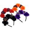 Floral Hairband Skull Rose Hair Hoop Halloween Decorative Spiders Role Play Costume Proms Party Live Show Headwear