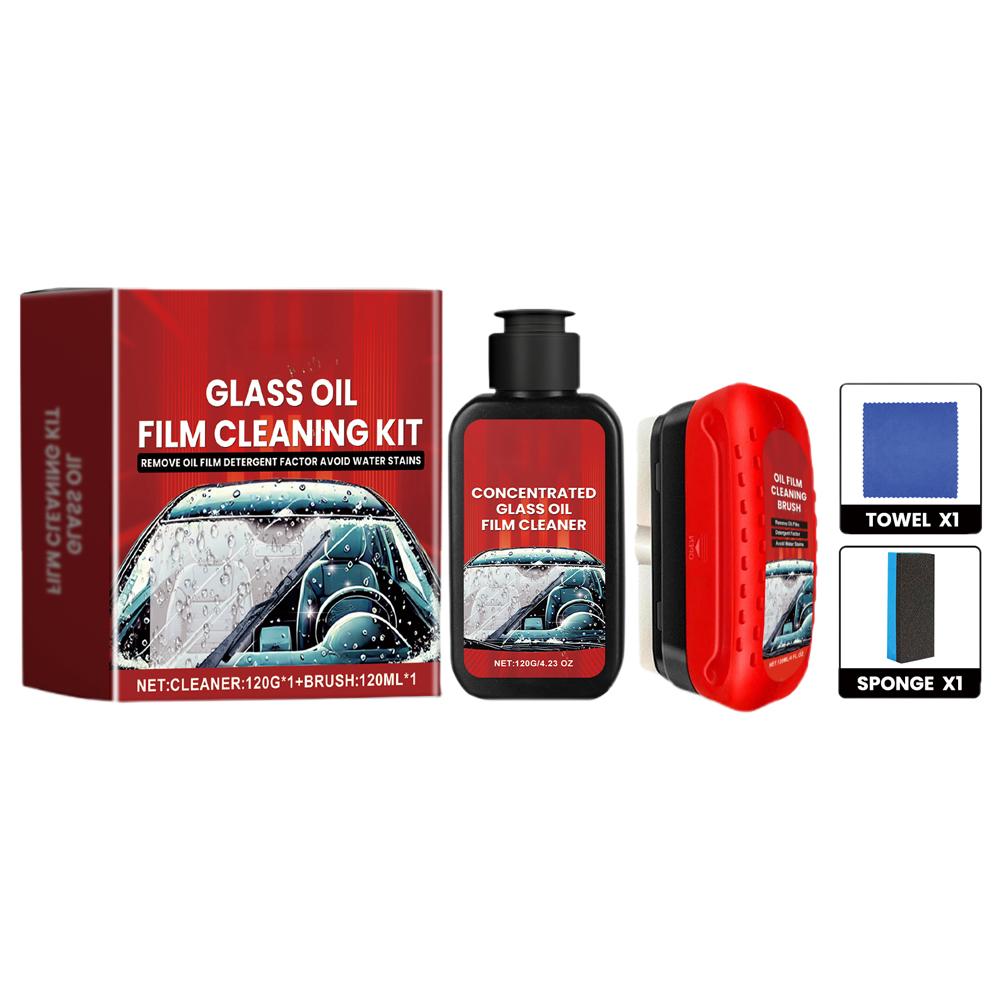 

Набор для очистки автомобильной масляной пленки, эффективное средство для удаления пятен от масляной пленки, средства для чистки автомобильных стекол 120 мл