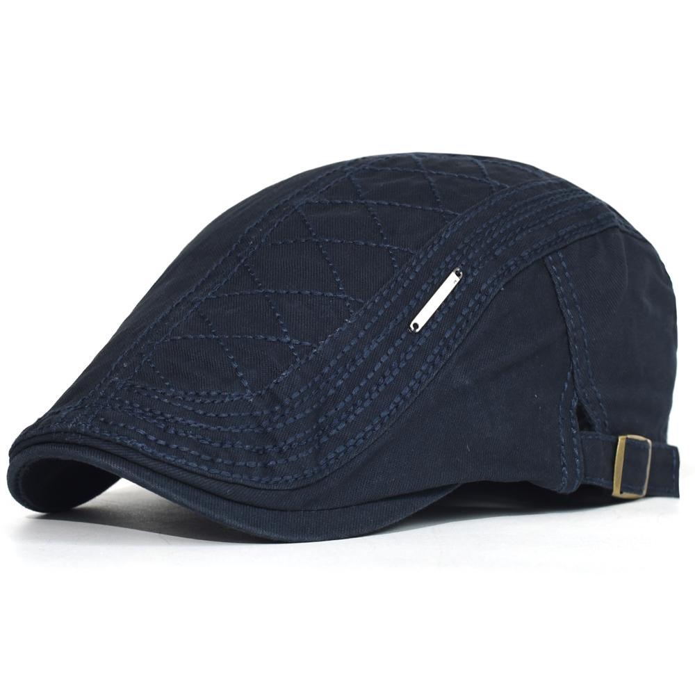 

Повседневные кепки газетчика Four Seasons для мужчин и женщин, регулируемый берет, плоская кепка-плющ, мягкая однотонная кепка водителя, кепка с козырьком, унисекс 56-59 cm темно-синий