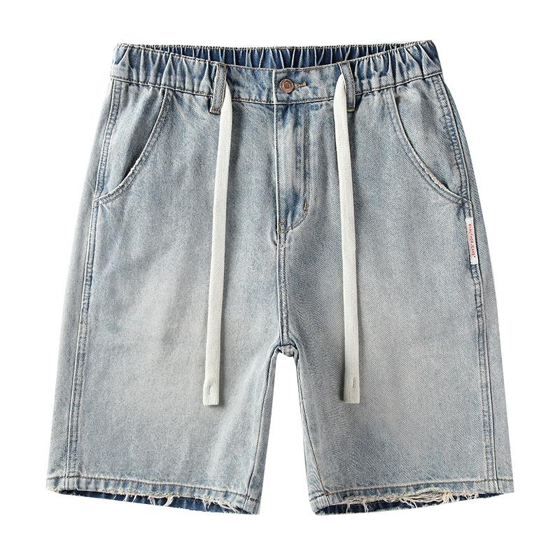 

New Summer Nostalgic Trend Japanese Loose Five-point Pants Men s Tapered Denim Mid-trousers 3XL