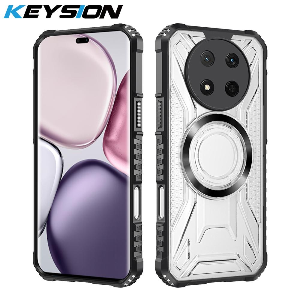 KEYSION Transparent Magnetic Case for HONOR X9c 5G Silicone+PC Heavy Duty Shockproof Phone Cover for Huawei Honor Magic 7 Lite 5G