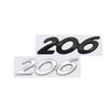 1Pc 3D Glossy Black Chrome Silver 206 Metal Logo Emblem Badge Decal Car Sticker for Peugeot 206 Car Accessories