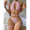 Toucheart Sexy Interesting Metal Love Chain Underwear For Women Mesh Hollow Out Push-up Garter Underwear Lace Temptation Set New