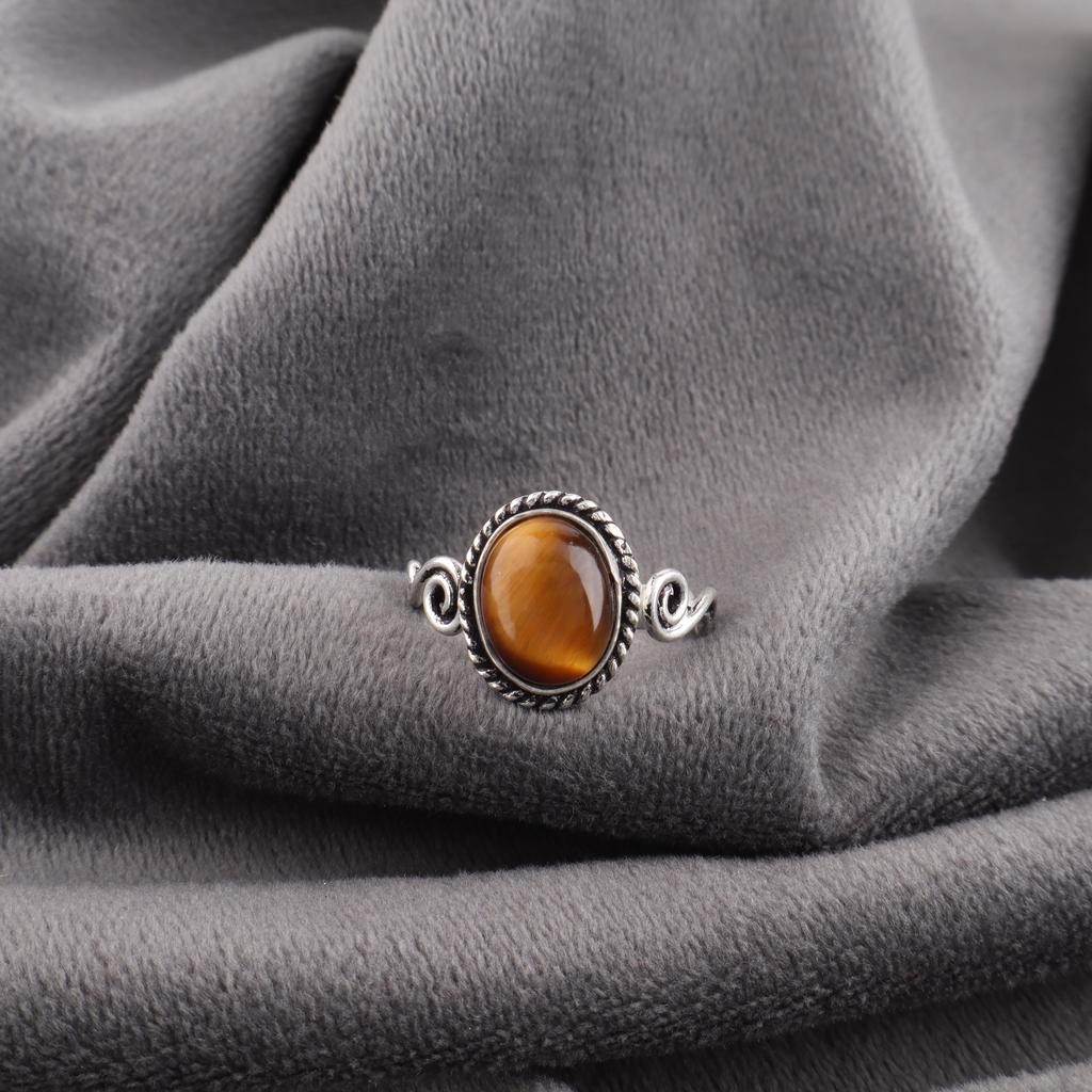 Yellow Tiger's Eye Gemstone Ring Jewelry, 925 Solid Sterling Silver Jewelry, Handmade Ring Gift For Women