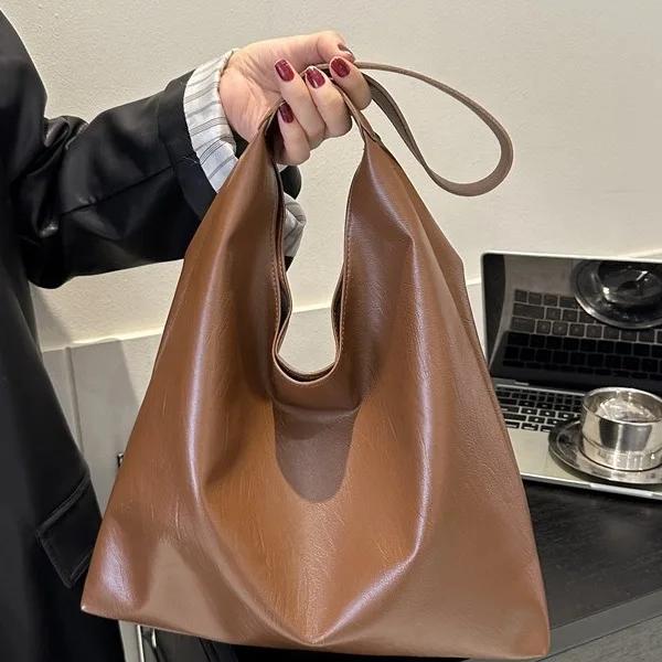 Vintage Pillow Design PU Leather Boston Handbag For Women Casual Large Capacity Shoulder Crossbody Bags Fashion Shopper Totes