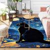 1pc Black cat and starry sky Design Indoor Area Rug - Soft, Anti-Slip, and Durable Gaming Room Decor for Bedroom