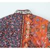 Women Vintage Printed Loose Long Sleeve Cotton Padded Coat