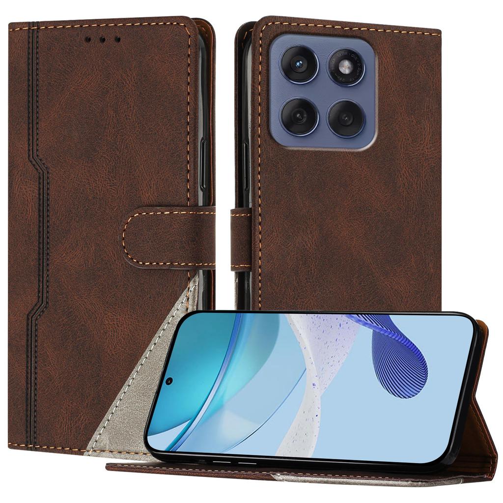 For Motorola Edge 60 5G/Motorola Edge (2025) 5G/Motorola Edge 60 Fusion 5G Leather Case Triangle Patchwork Wallet Stand Shockproof Phone Cover
