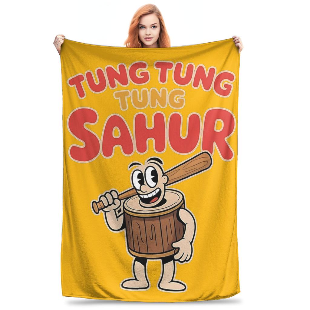 Bombardiro Crocodilo Tralalero Tralala Blanket Flannel Italian Brainrot Portable Throw Blankets for Sofa Travel Quilt