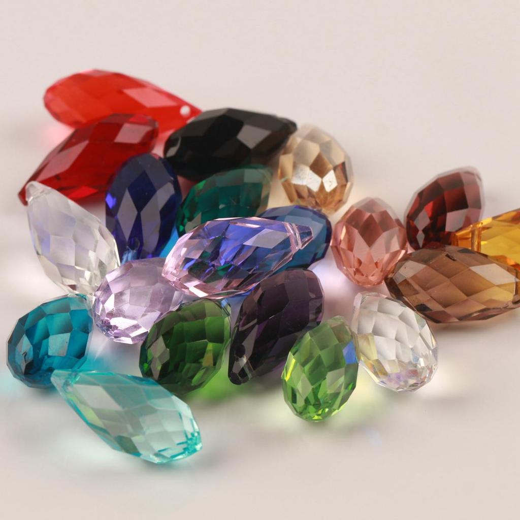 10pcs Teardrop Faceted Crystal Glass Beads Loose 12x25mm Drilled Pendant Drops  Crafts Beads for DIY Jewelry Making  Accessories