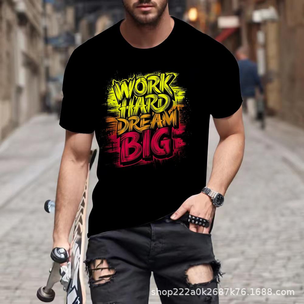 Men's Short-Sleeve 3D Printed Summer New Loose Round-Neck T-Shirt Men's Casual Top