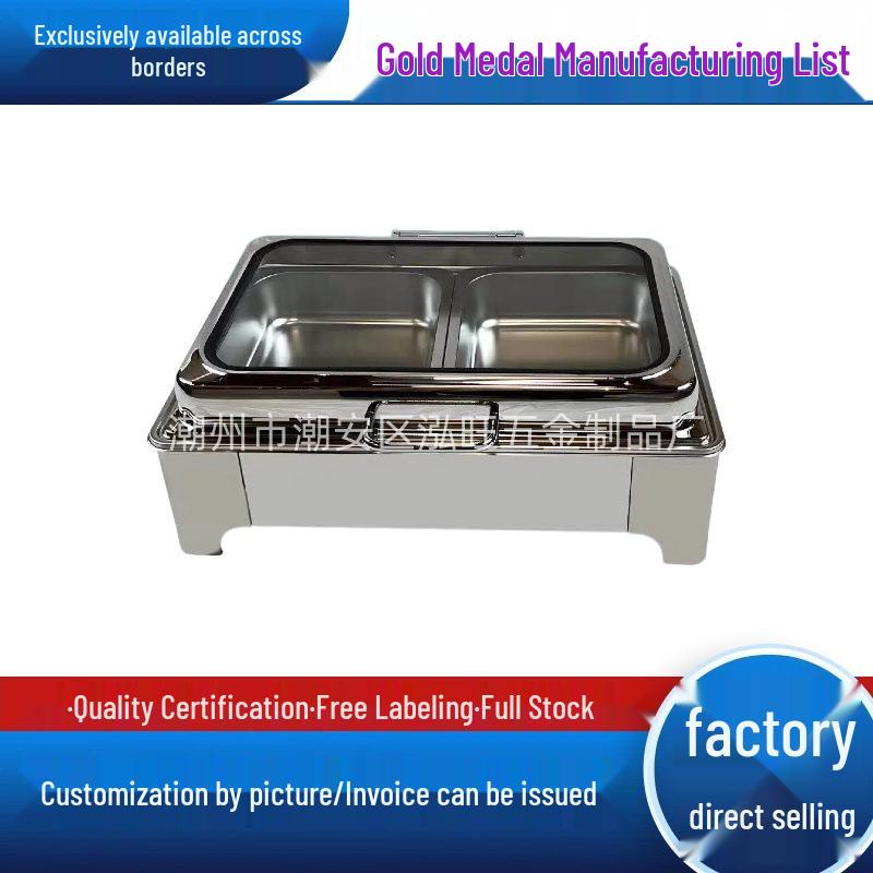 Stainless Steel Electric Buffet Stove with Flip-Top Bain-Marie for Hotels