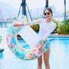 Flamingo U-shaped Inflatable Toys Swimming Lounge Chaie Rainforest Floating Sofa Summer Pool Water Toys with Cup Holders Handle