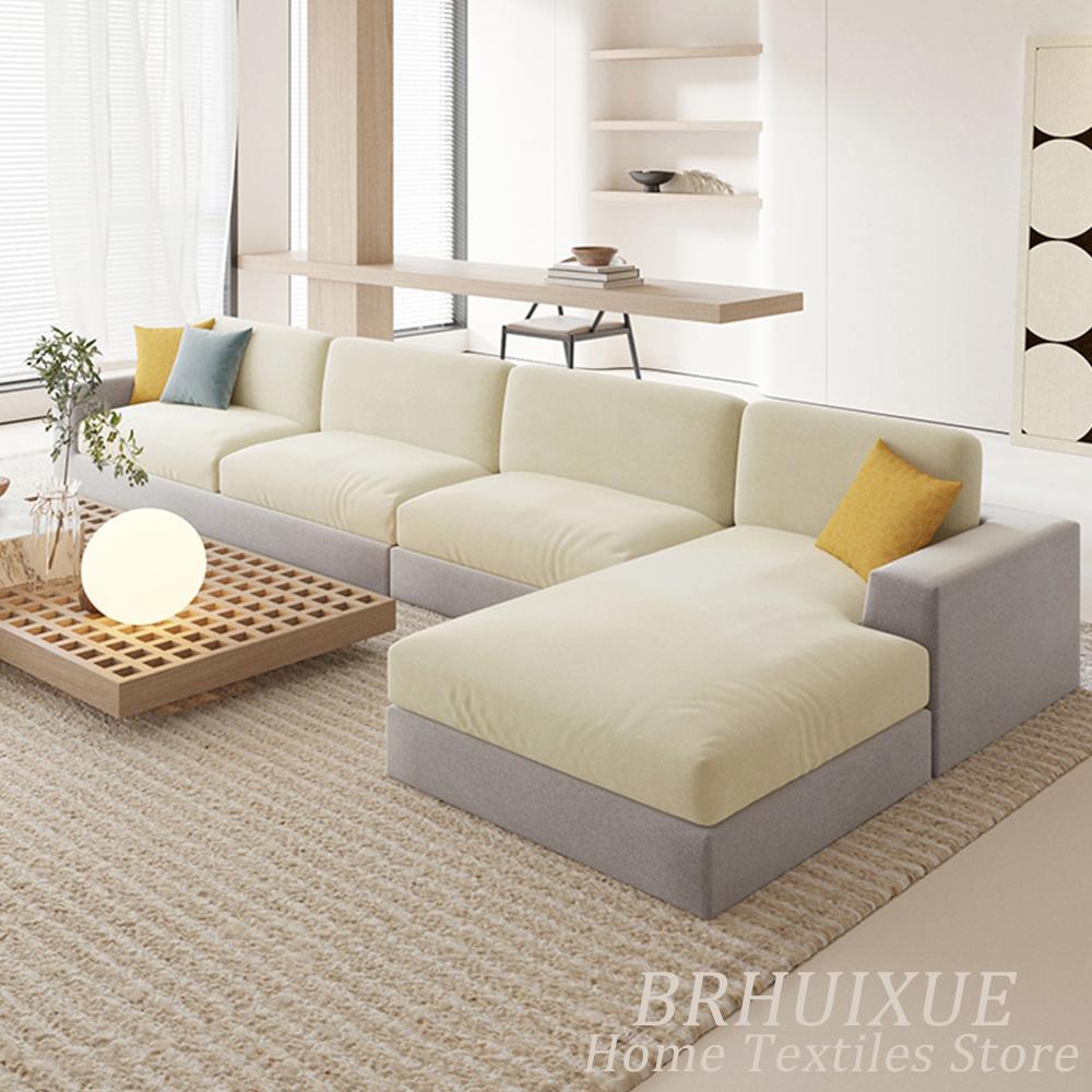 Velvet Sofa Cushion Cover For Living Room Anti-Slip Elastic Sofa Cover Solid Color Soft Slipcover Home Decor Furniture Protector