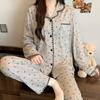 Roter gepunkteter Pyjama Damen High-End Frühling und Herbst Cartoon Muschel bestickter Rand Langarm Loungewear Set